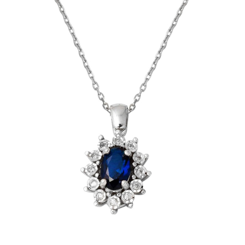 14K White Gold 0.65 Ct Sapphire Diamond Necklace