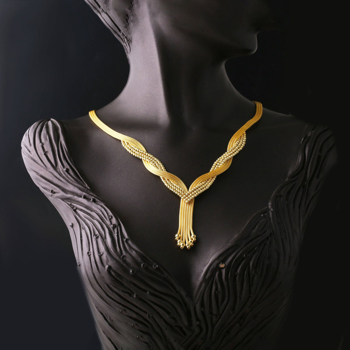 14K Yellow Gold 3 Row Braided Wedding Set