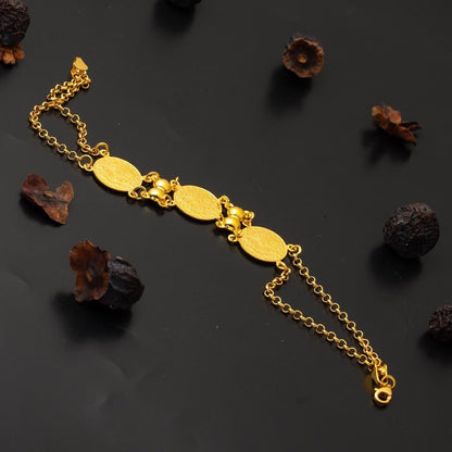 22K Yellow Gold 3 Quarter Coin Ottoman Resat Coin Bracelet