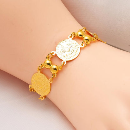 22K Yellow Gold 3 Quarter Coin Ottoman Resat Coin Bracelet