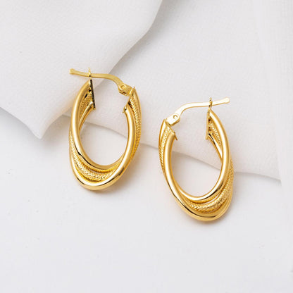 14K Yellow Gold 3 cm Diameter Hoop Earrings