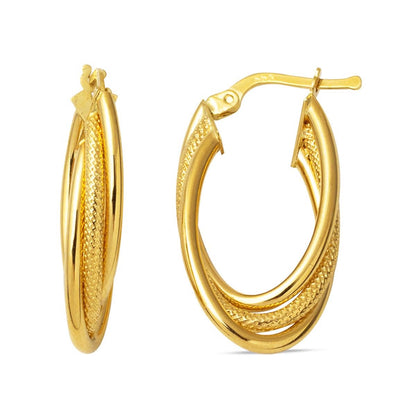 14K Yellow Gold 3 cm Diameter Hoop Earrings