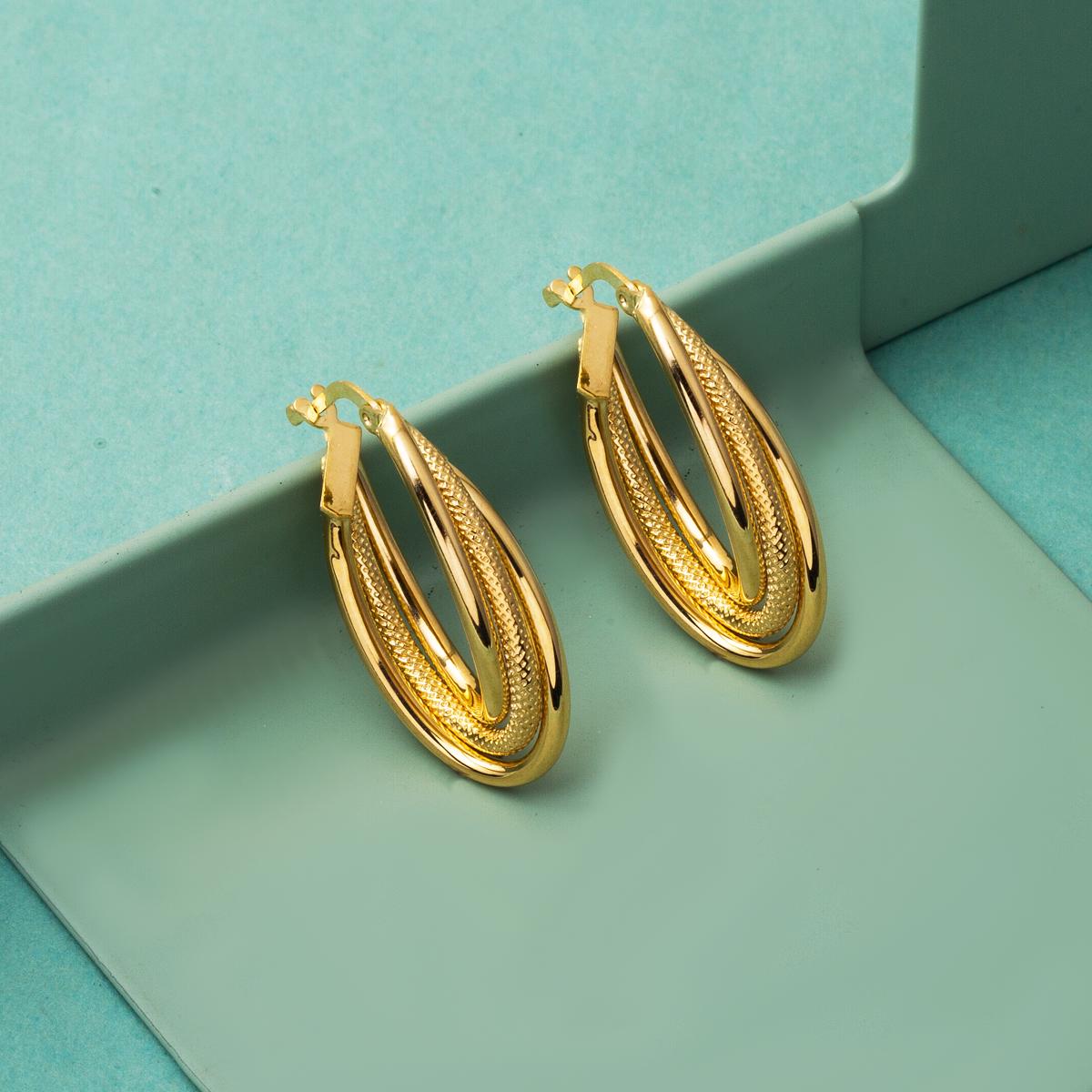 14K Yellow Gold 3 cm Diameter Hoop Earrings