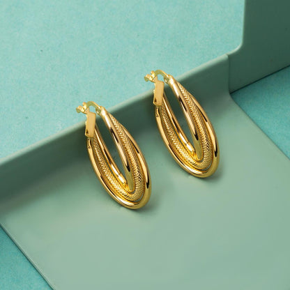 14K Yellow Gold 3 cm Diameter Hoop Earrings