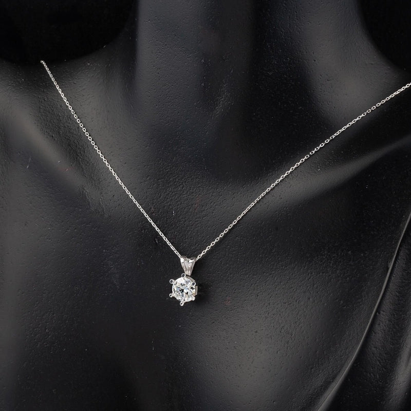 14K White Gold 3 Ct Six Prong Solitaire Moissanite Necklace Earrings Set