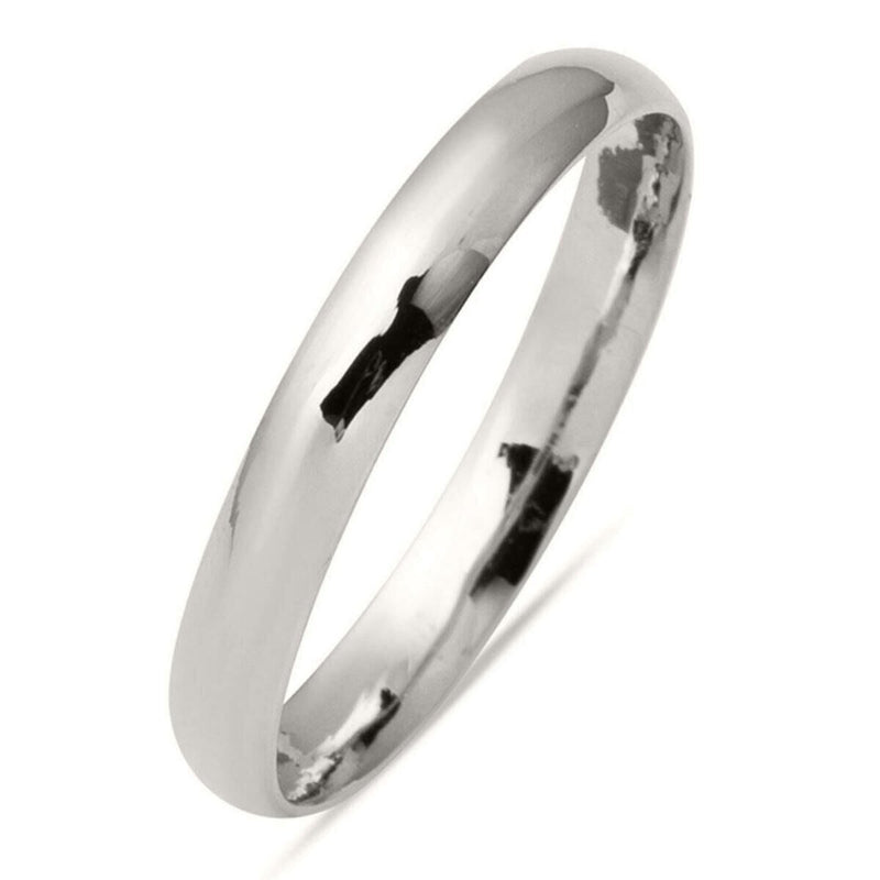 14K White Gold 3 mm Wide Classic Men's Wedding Band