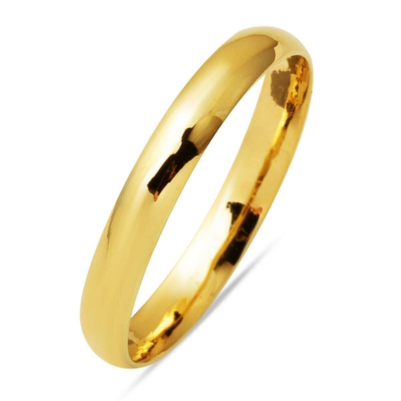 14K Yellow Gold 3 mm Classic Women's Puffed Wedding Band Ring