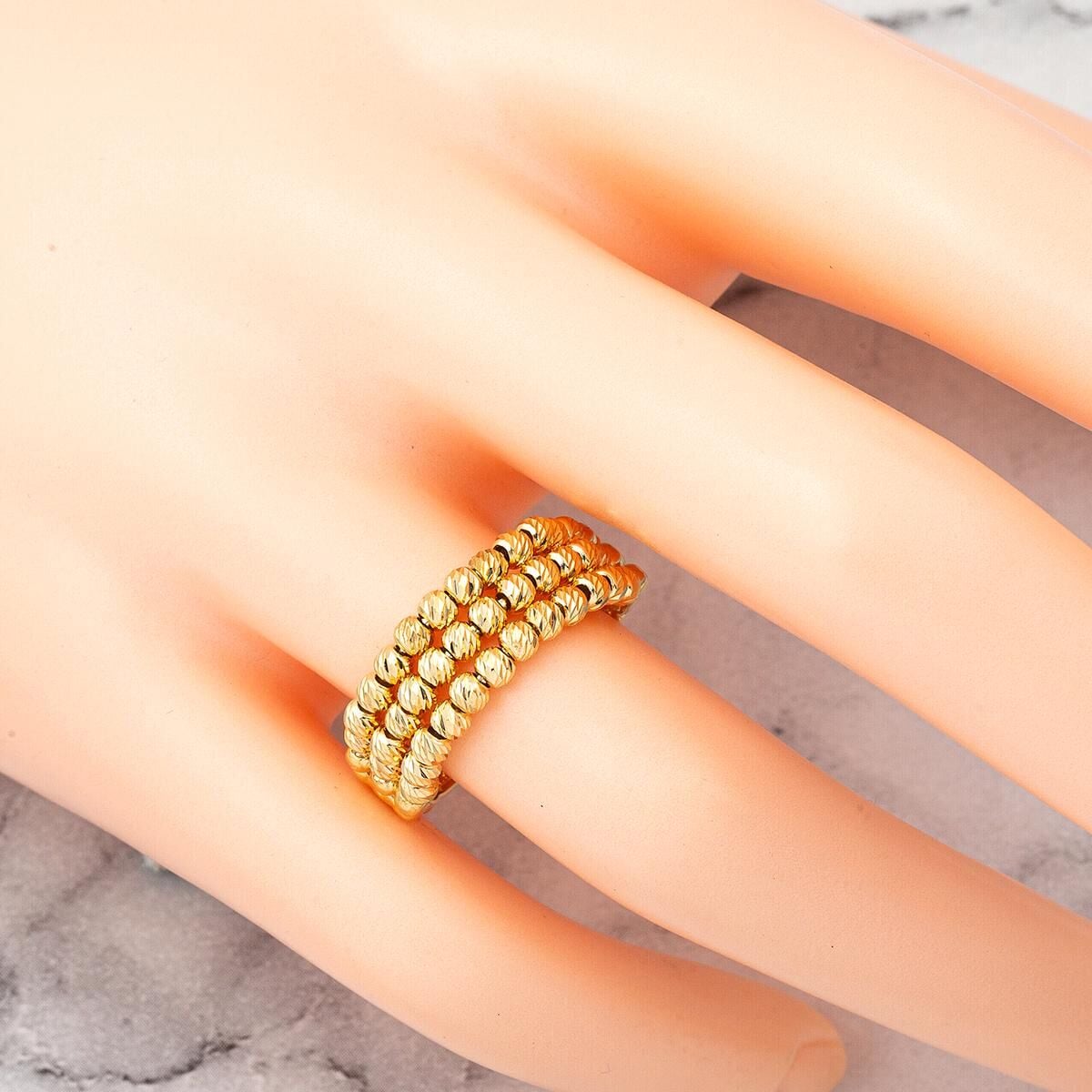 14K Yellow Gold 3 Row Ball Ring