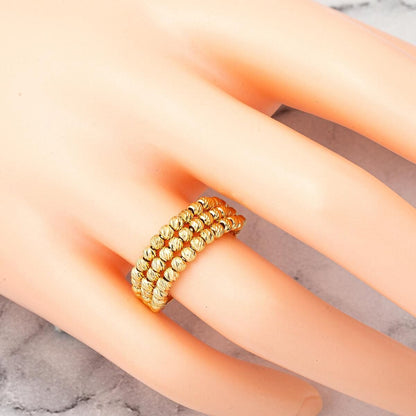 14K Yellow Gold 3 Row Ball Ring