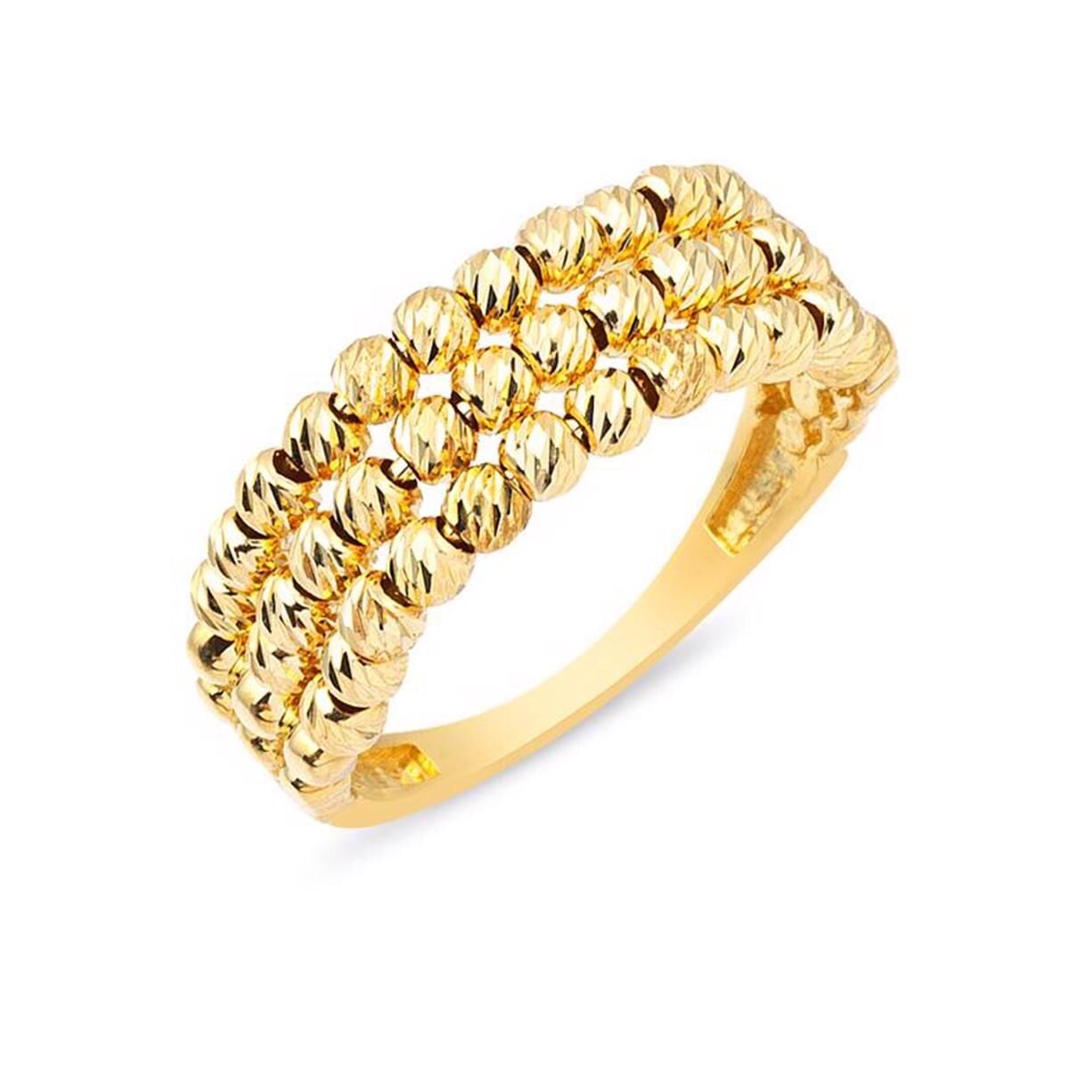 14K Yellow Gold 3 Row Ball Ring