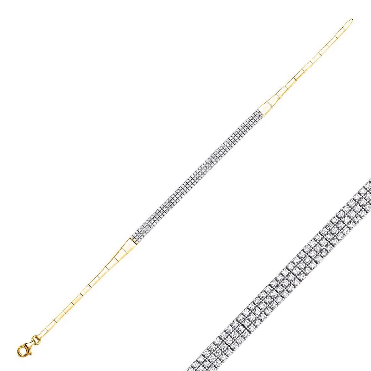 14K White Gold Chevron 3 Row Tennis Cubic Zirconia Set