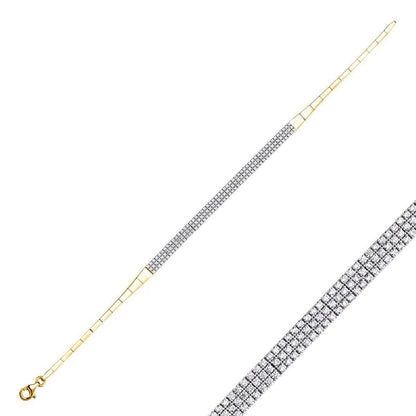 14K White Gold Chevron 3 Row Tennis Cubic Zirconia Set