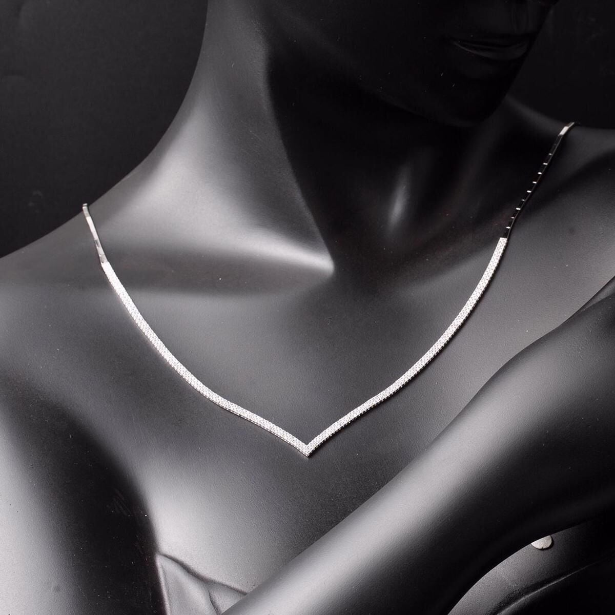 14K White Gold Chevron 3 Row Tennis Cubic Zirconia Set
