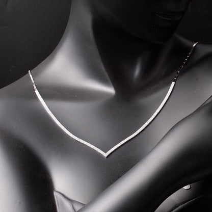 14K White Gold Chevron 3 Row Tennis Cubic Zirconia Set
