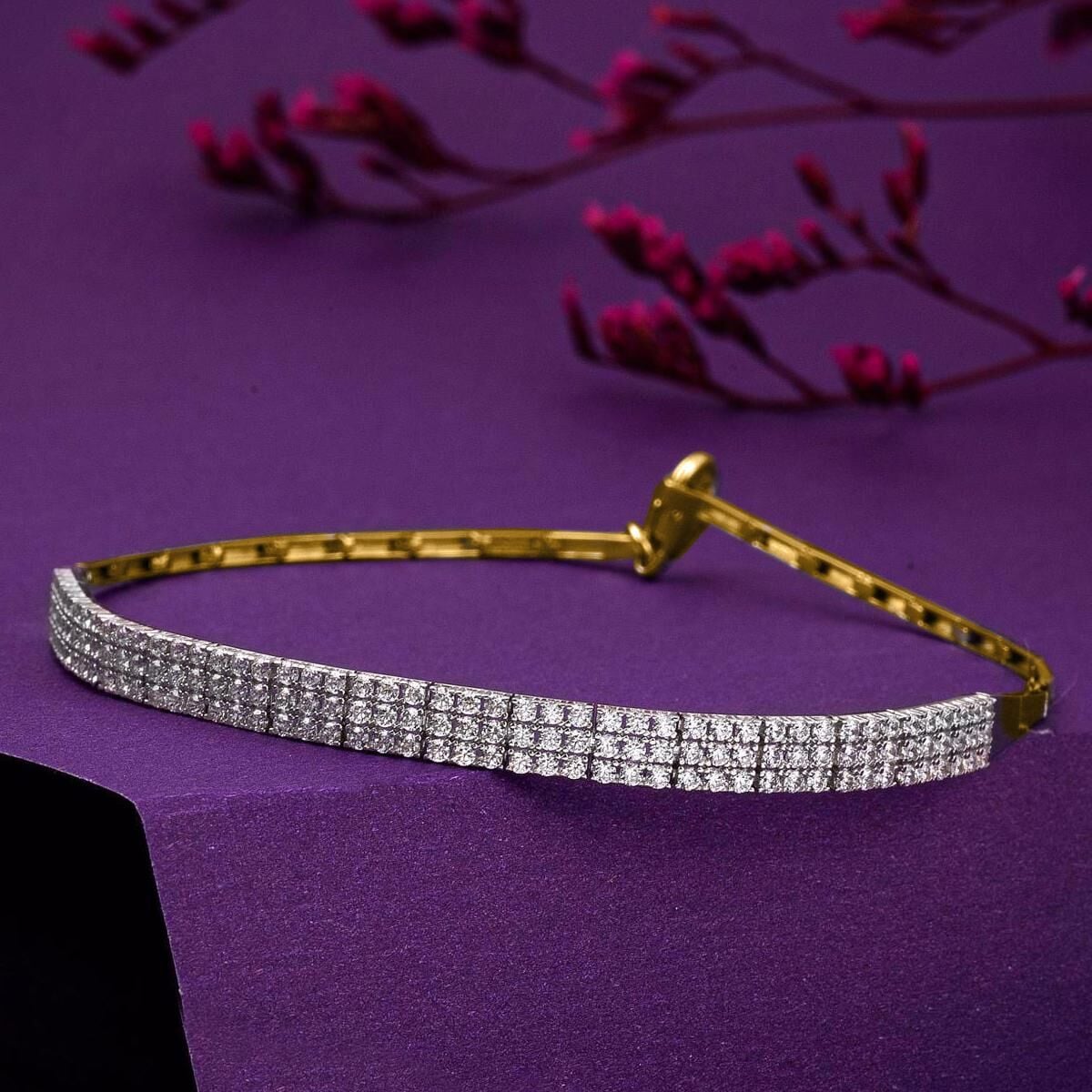 14K White Gold Chevron 3 Row Tennis Cubic Zirconia Set