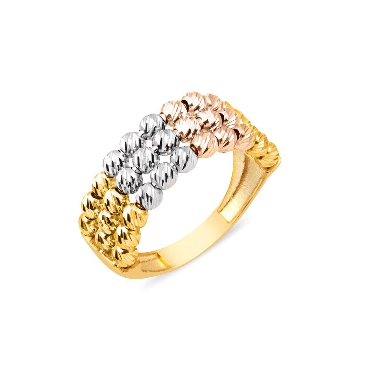 14K Yellow Gold 3 Row Dorissa Ring