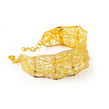 14K Yellow Gold Indian Style Hinged Cuff Bangle