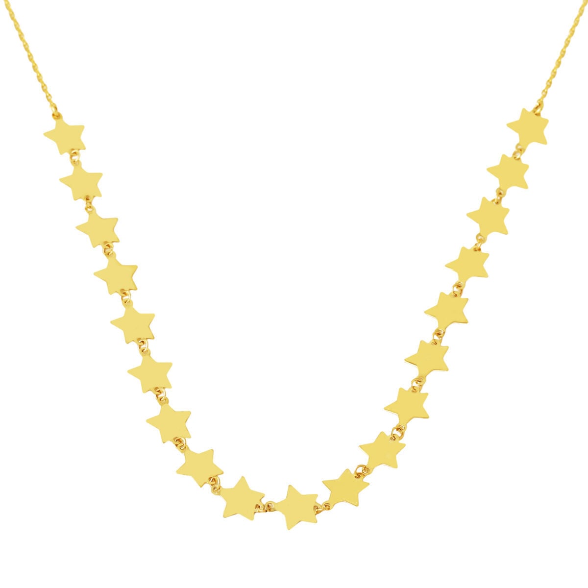 14K Yellow Gold Star Chain Necklace