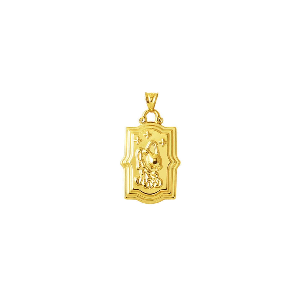 14K Yellow Gold Retro Aquarius Zodiac Pendant