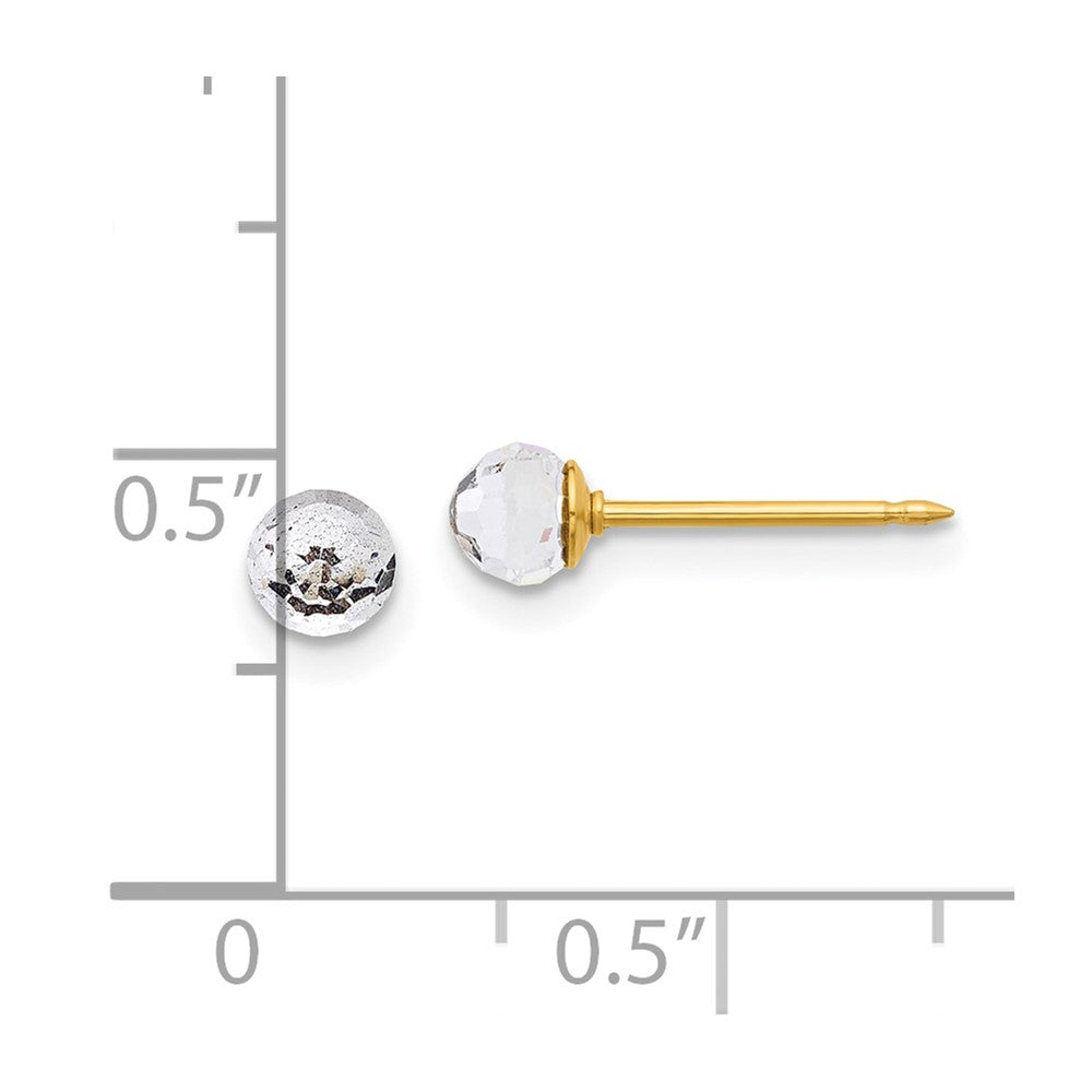 14K Yellow Gold Polished 4mm Crystal Faceted Ball Post Earrings