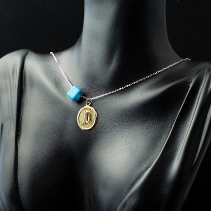 14K Yellow Gold Oval Initial D Pendant