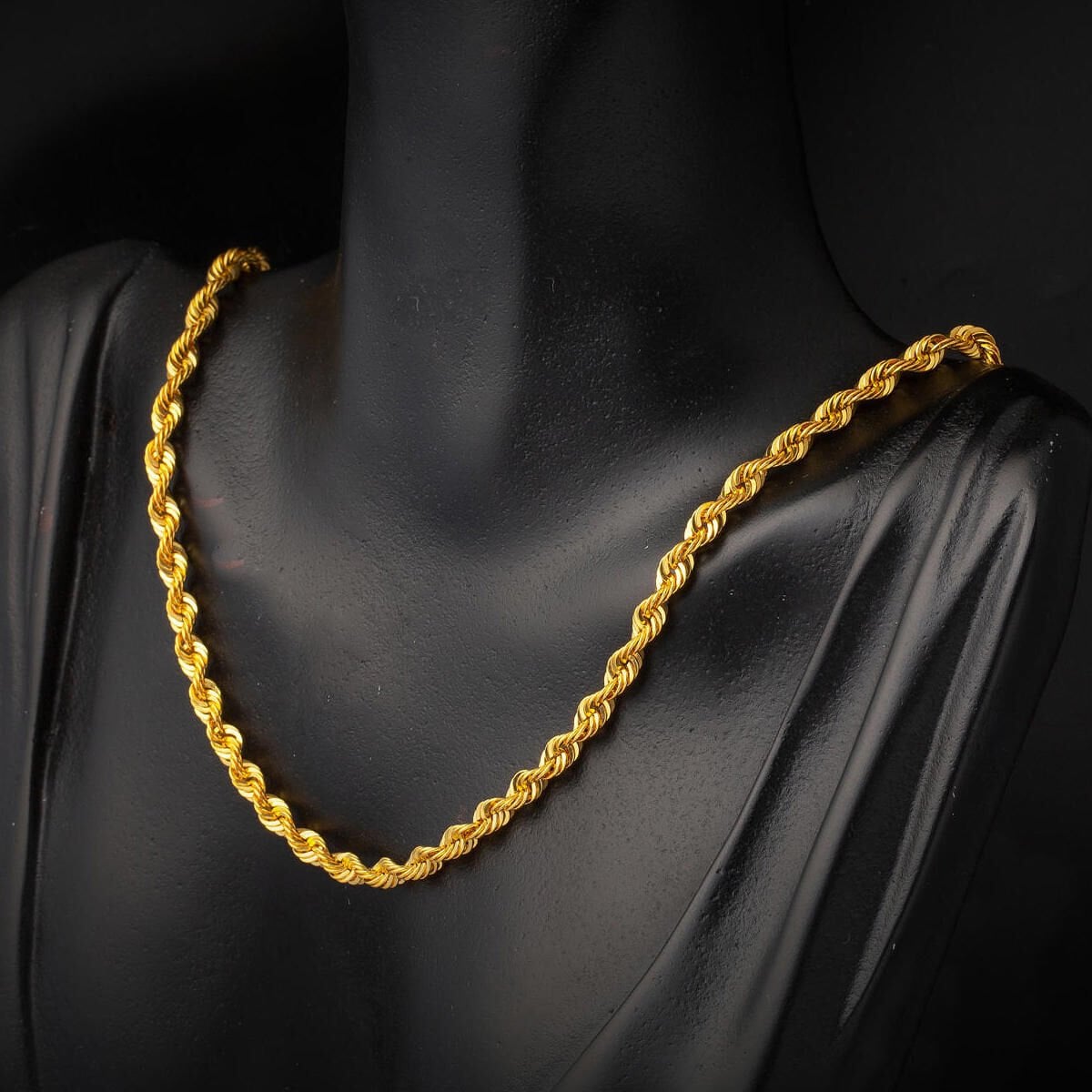 14K Yellow Gold 6 mm Wide Twisted Chain Necklace