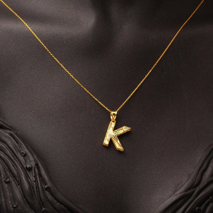 22K Yellow Gold Initial K Necklace