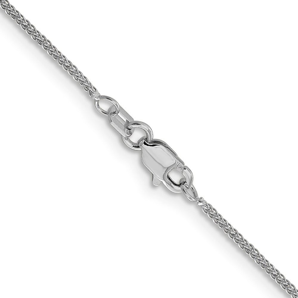 2 Inch 14K White Gold .8mm D/C Quadra Wheat Chain Necklace