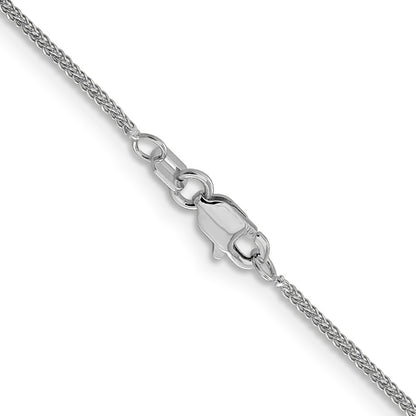 18 Inch 14K White Gold .8mm D/C Quadra Wheat Chain Necklace