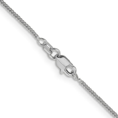 18 Inch 14K White Gold .8mm D/C Quadra Wheat Chain Necklace