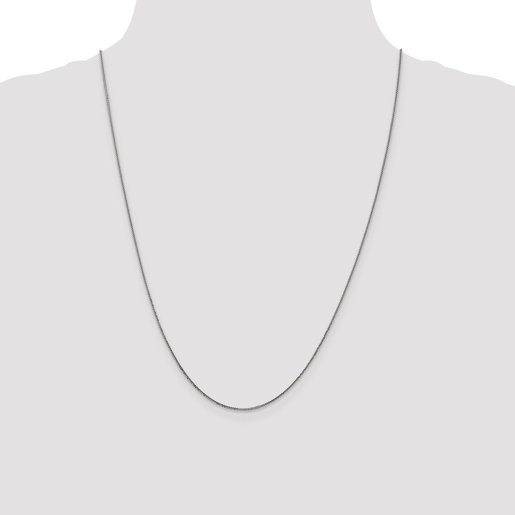 24 Inch 14K White Gold .8mm D/C Quadra Wheat Chain Necklace