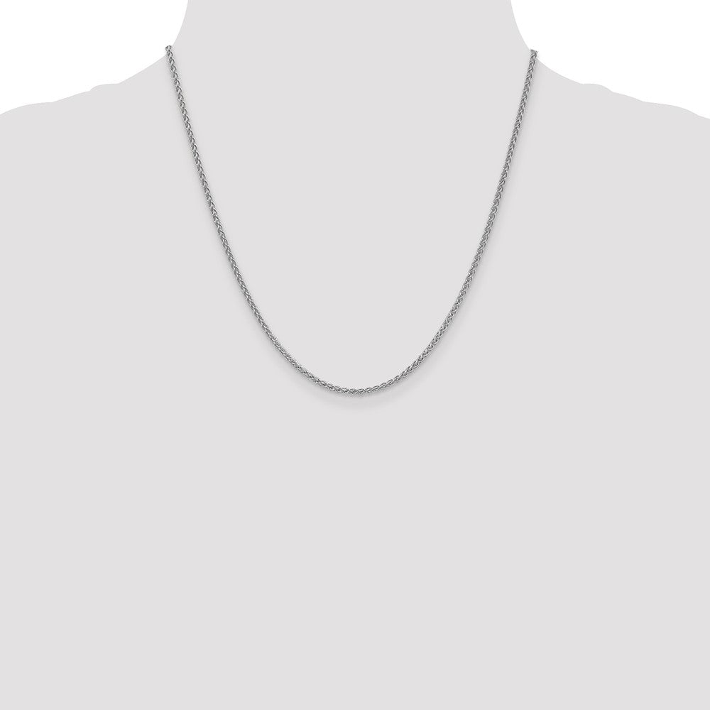 2 Inch 14K White Gold 2.1mm Spiga Chain Necklace