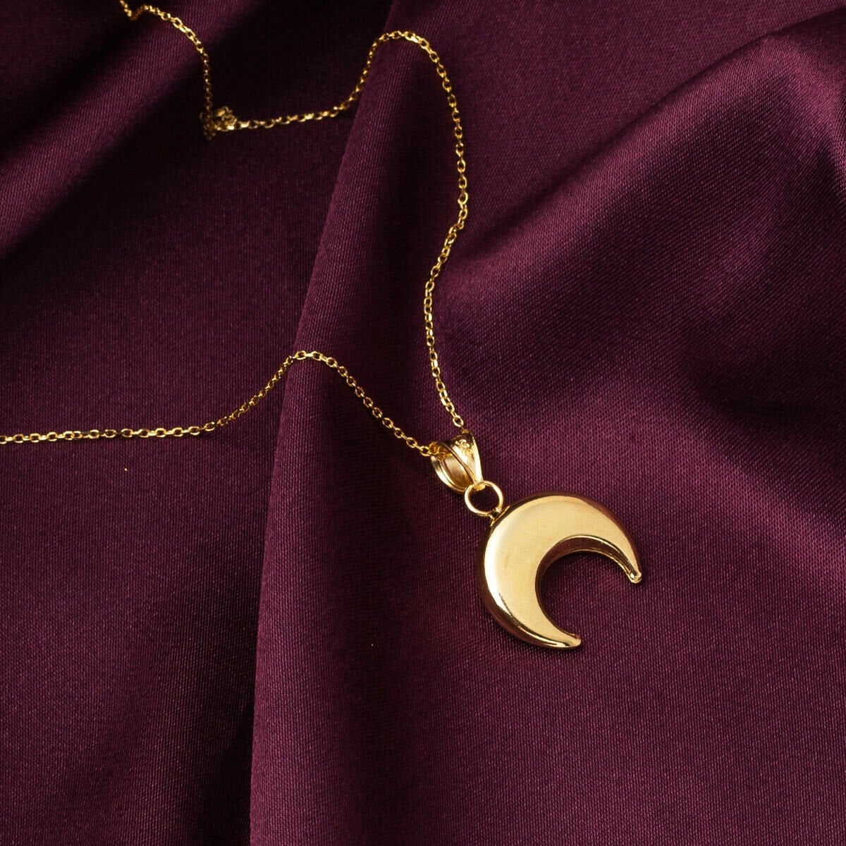 14K Yellow Gold Crescent Necklace
