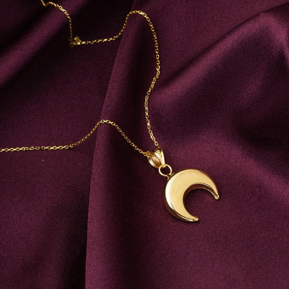 14K Yellow Gold Crescent Necklace