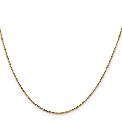2 Inch 14K Yellow Gold .8mm D/C Quadra Wheat Chain Necklace