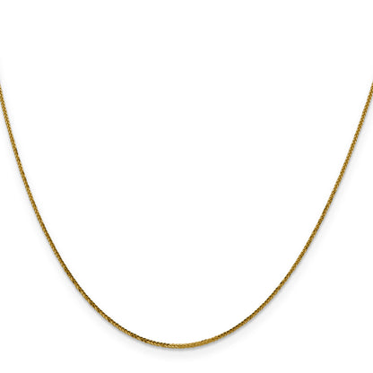 22 Inch 14K Yellow Gold .8mm D/C Quadra Wheat Chain Necklace