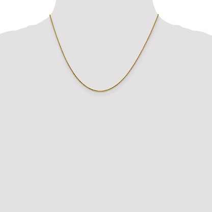 18 Inch 14K Yellow Gold .8mm D/C Quadra Wheat Chain Necklace