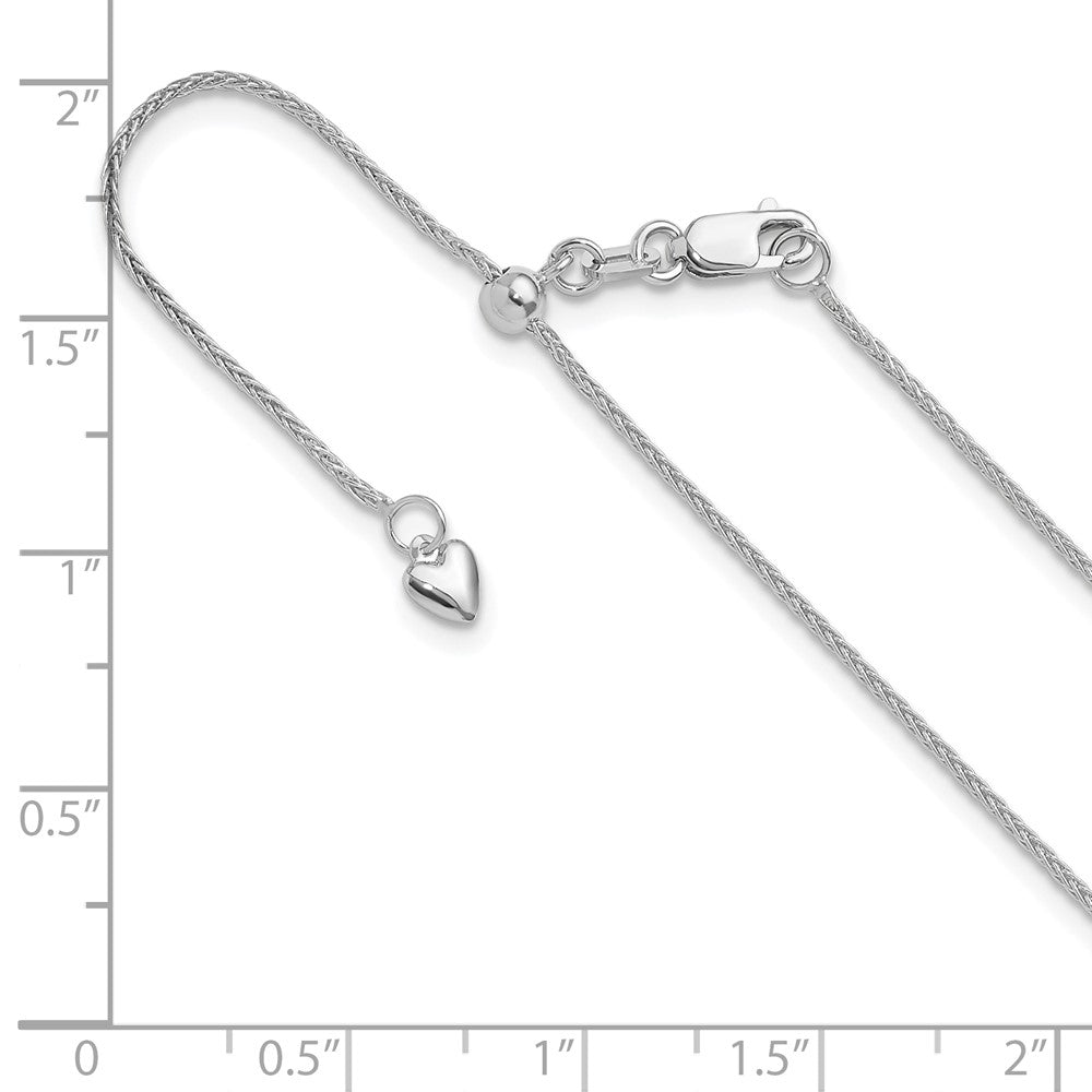 3 Inch 14K White Gold Adjustable 1mm Wheat Chain Necklace