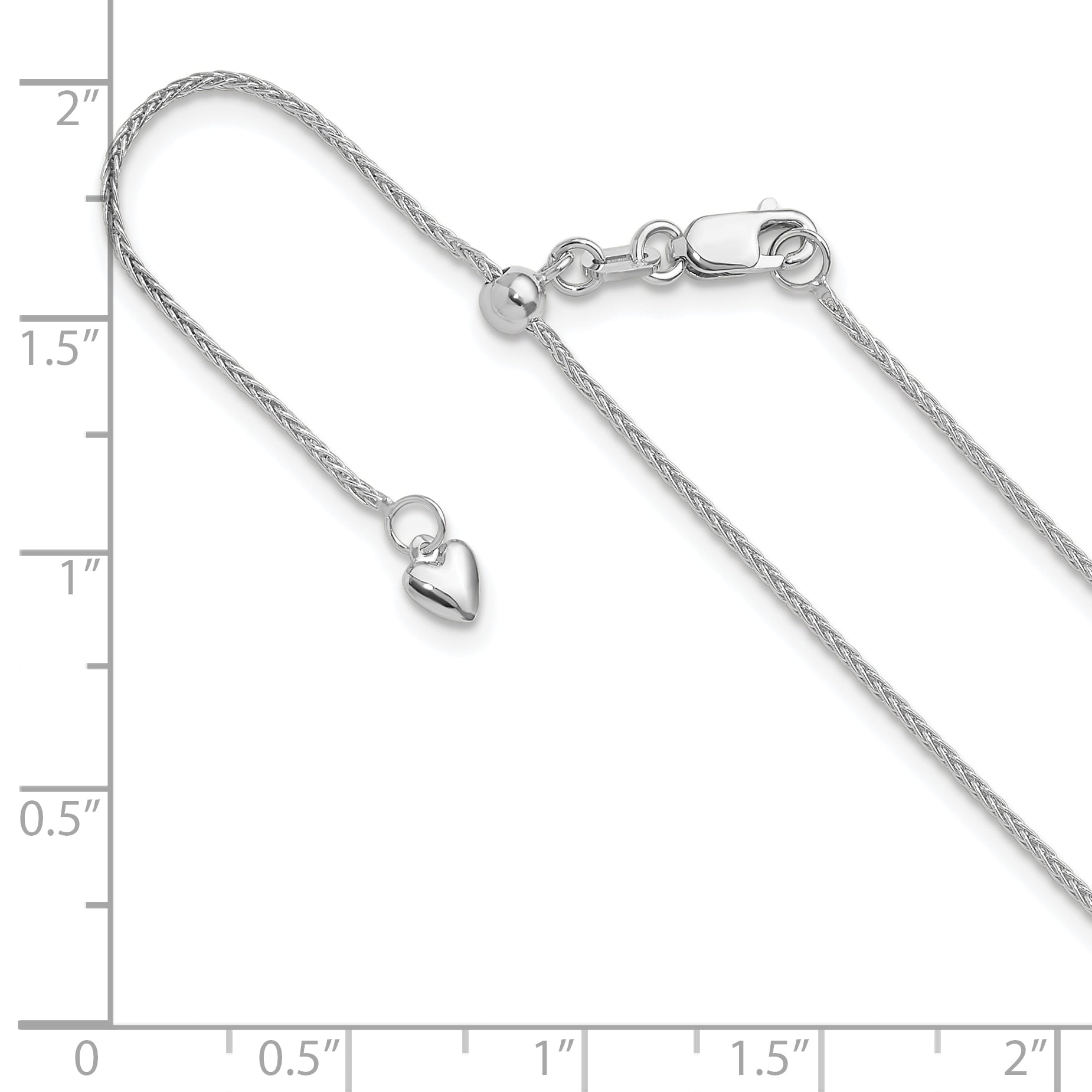 22 Inch 14K White Gold Adjustable 1mm Wheat Chain Necklace