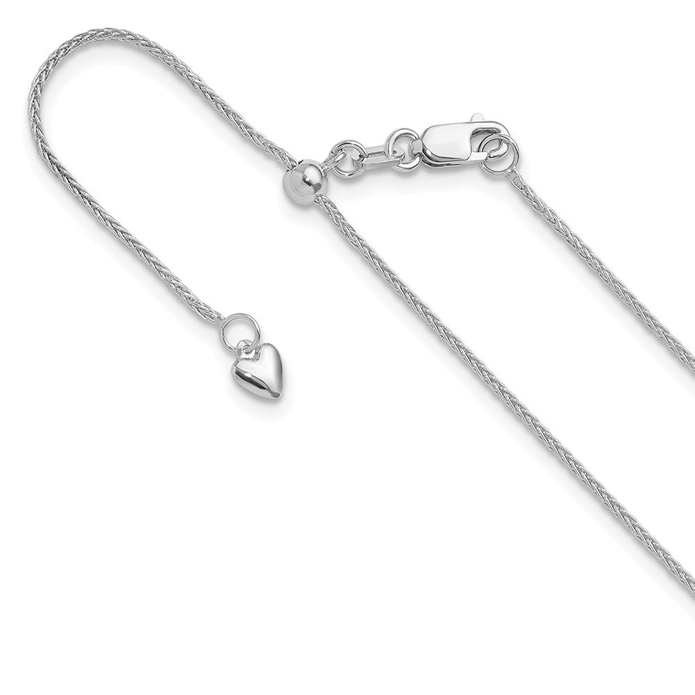 3 Inch 14K White Gold Adjustable 1mm Wheat Chain Necklace