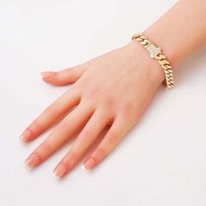 14K Yellow Gold Vera Curb Cubic Zirconia ID Bracelet