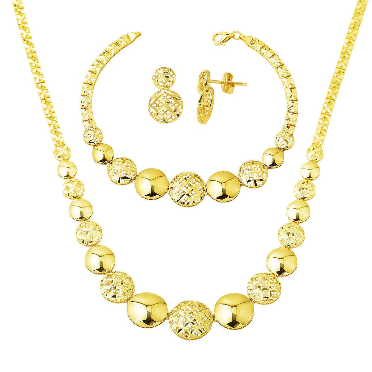 14K Yellow Gold Sphere Sparkling Wedding Set