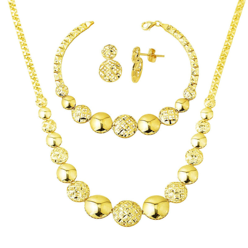 14K Yellow Gold Sphere Sparkling Wedding Set