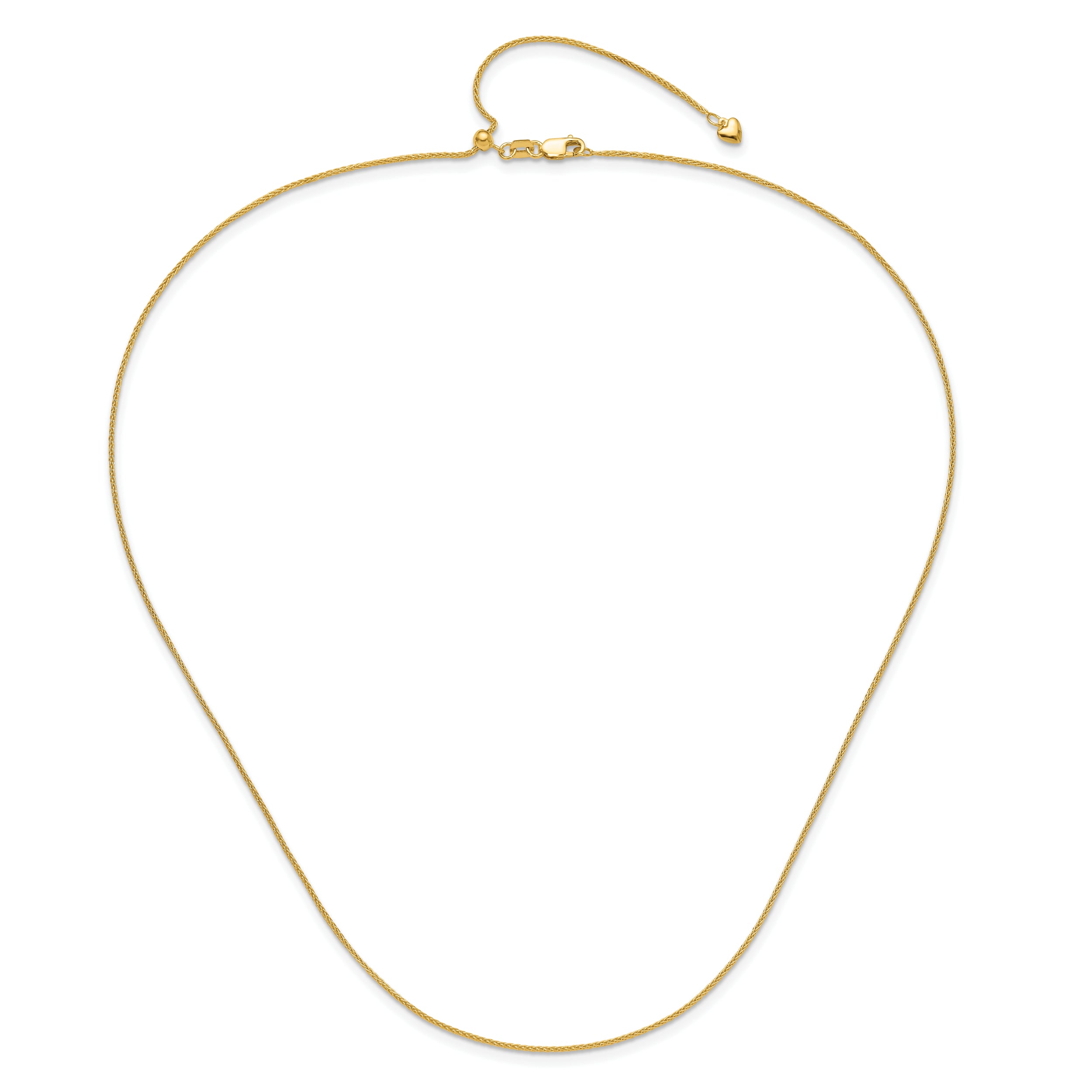 26 Inch 14K Yellow Gold Adjustable 1mm Wheat Chain Necklace