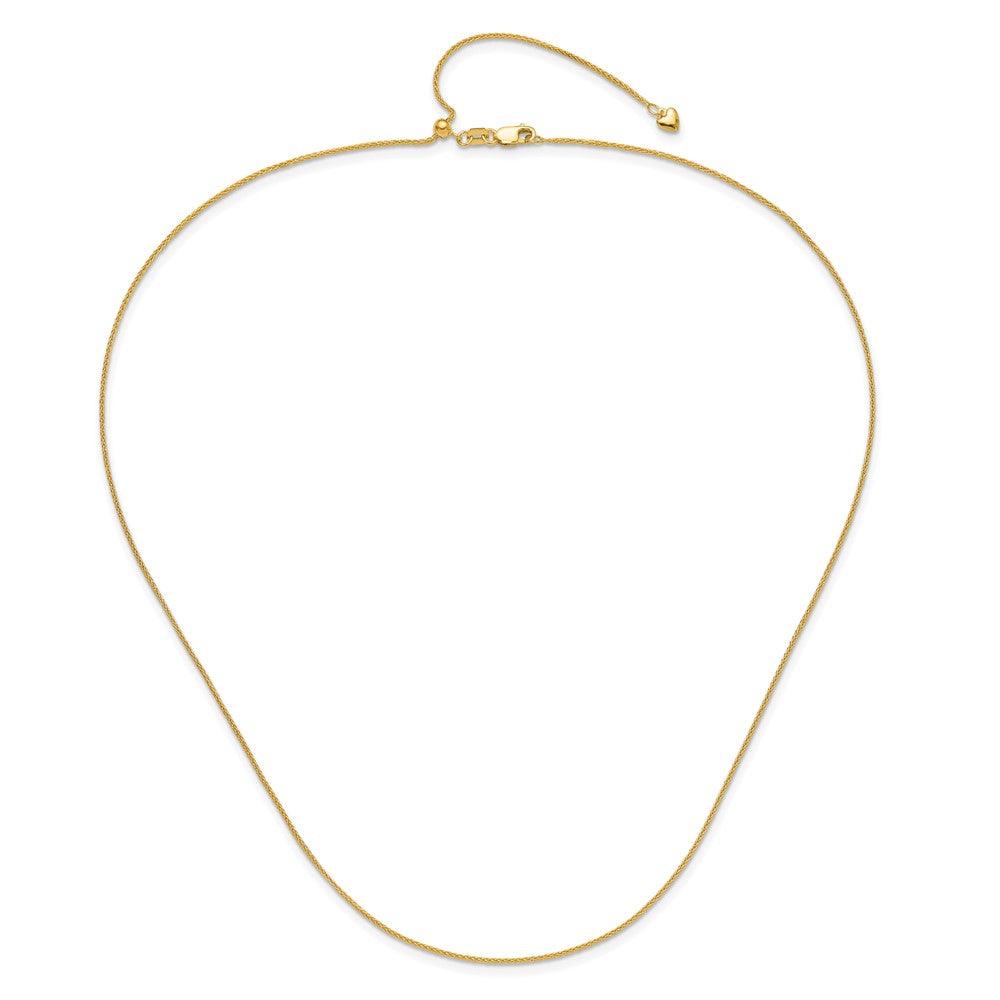 26 Inch 14K Yellow Gold Adjustable 1mm Wheat Chain Necklace