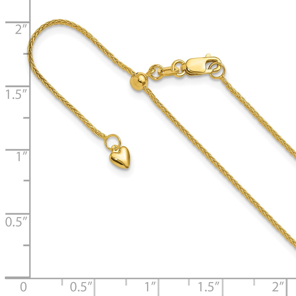 26 Inch 14K Yellow Gold Adjustable 1mm Wheat Chain Necklace