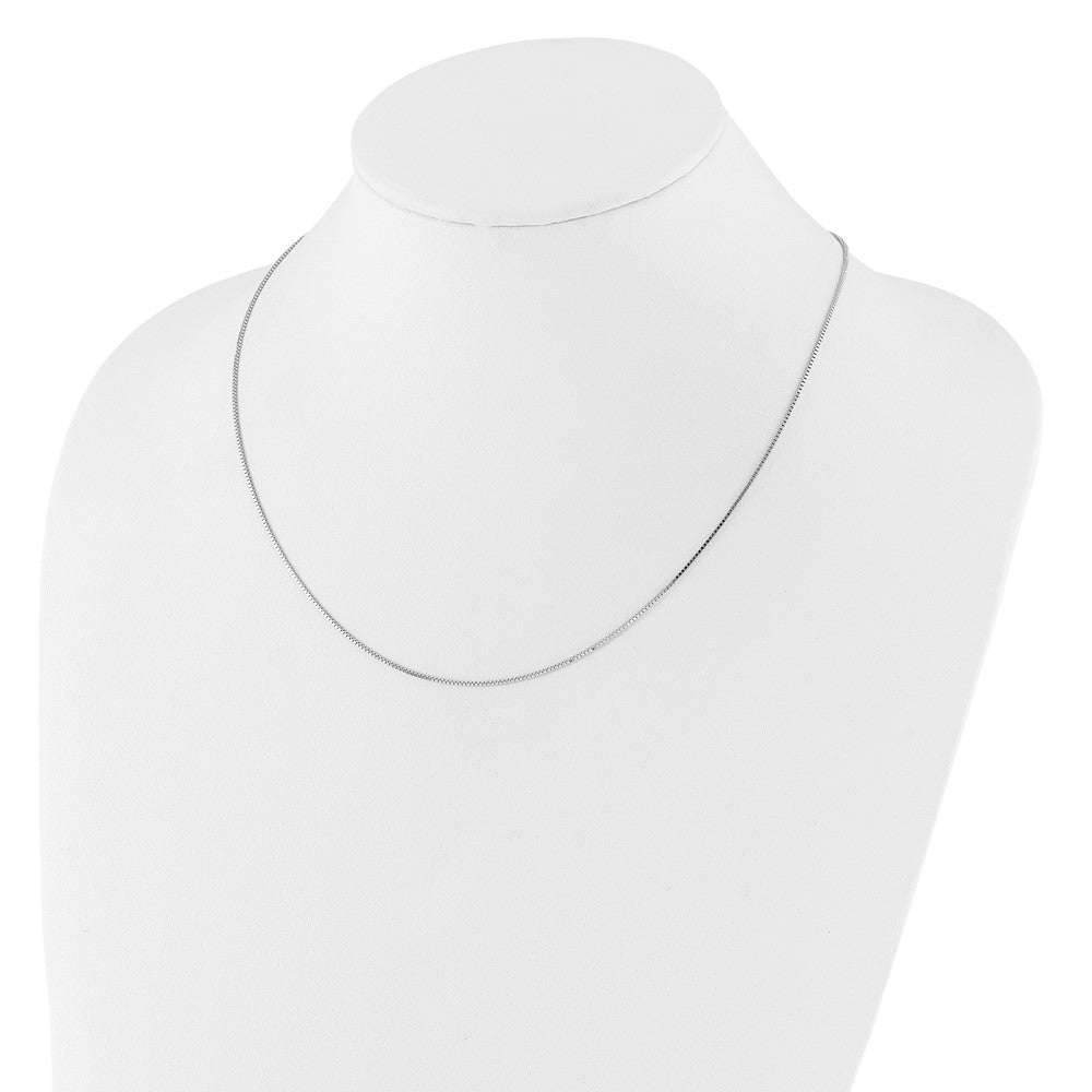 22 Inch 14K White Gold Adjustable .9mm Box Chain Necklace