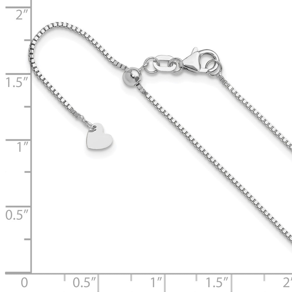 22 Inch 14K White Gold Adjustable .9mm Box Chain Necklace