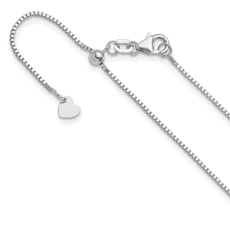 22 Inch 14K White Gold Adjustable .9mm Box Chain Necklace