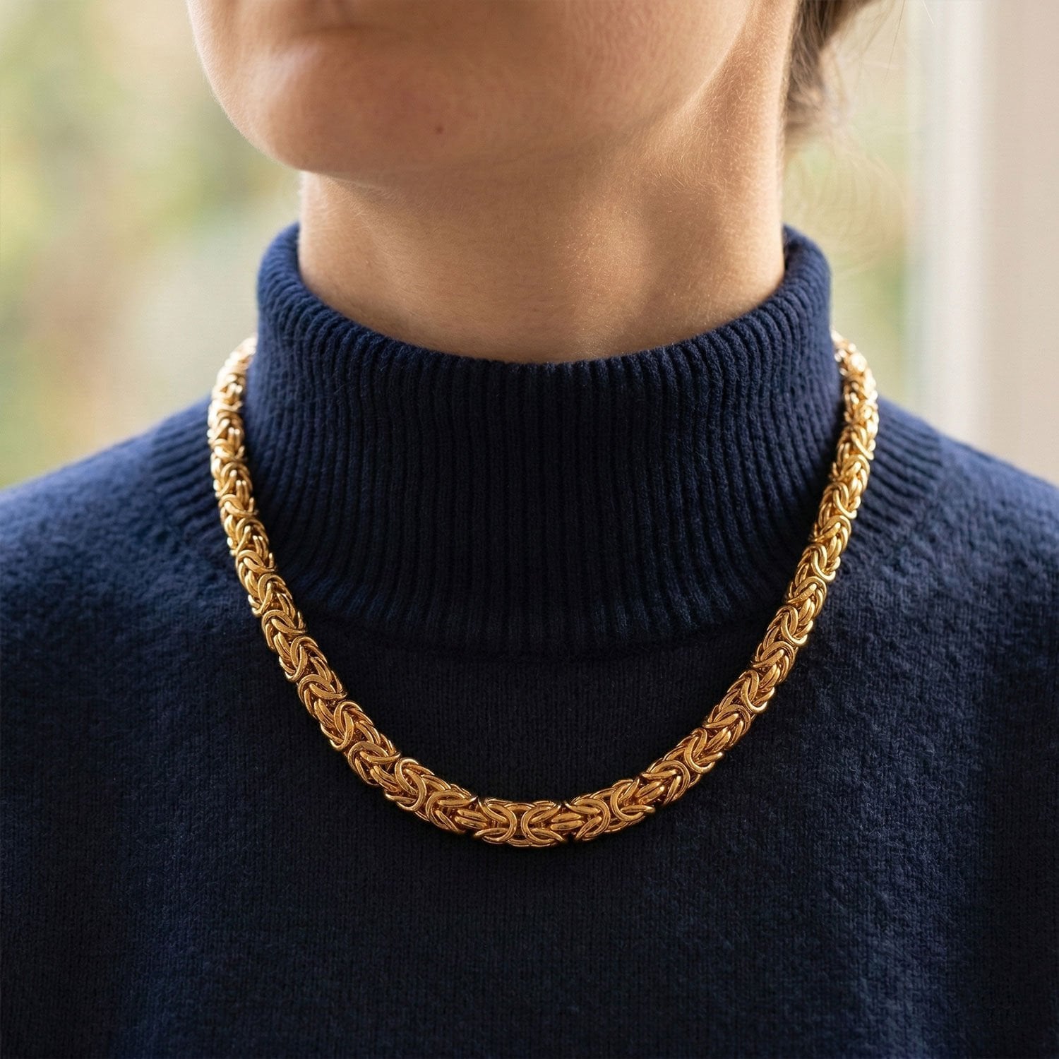 14K Yellow Gold Italian King Byzantine Collar Necklace
